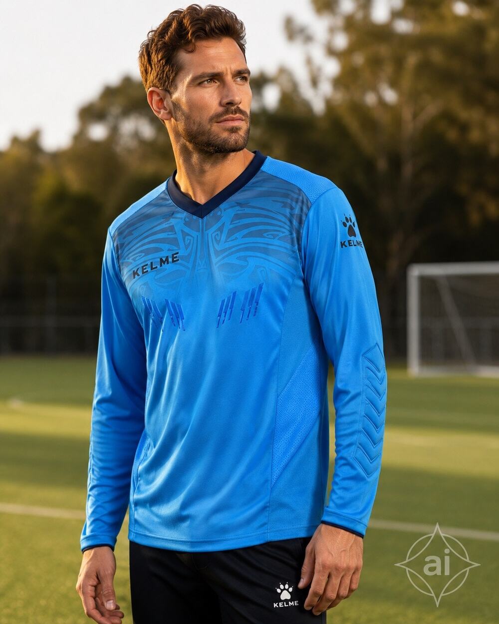 Kelme Team Goalkeeper Jersey Blue Long Sleeve Soccer Futbol Athletic Top Size M‎